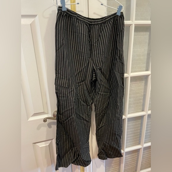 Chicos Linen black & white stripe pants - Picture 1 of 5